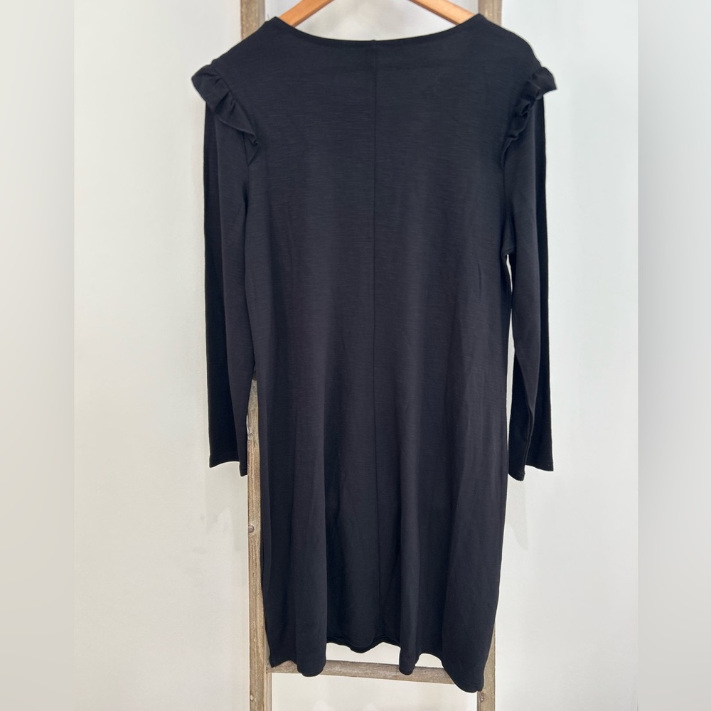 Old Navy Black Long Sleeve Dress Ruffle Shoulder Midi Classic Women’s Size L NWT - Picture 4 of 5